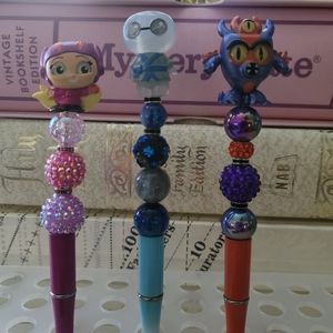 Disney Doorables Big Hero 6 Fred Baymax Honey Lemon Set Lot 3 Beaded Pens